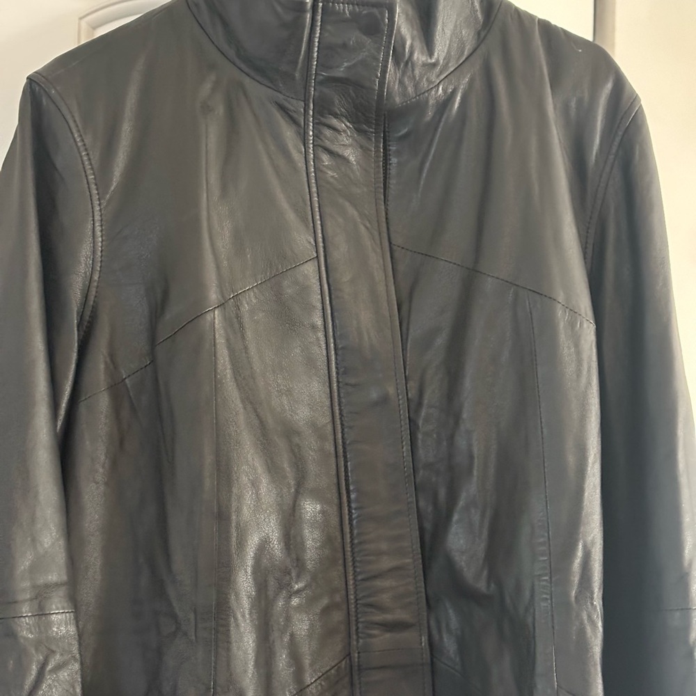 Jessica London Women's Black Leather Coat Sz 18 Retails for$329 - Picture 3 of 4